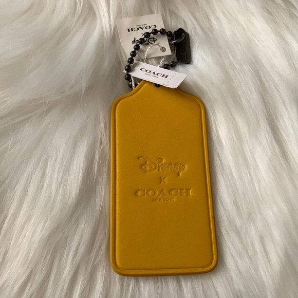 COACH X DISNEY Mickey Mouse Skateboarding Leather Hangtag in Yellow - Picture 2 of 2